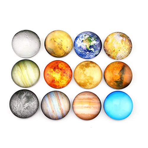Planetary Refrigerator Magnets - 12 Pack Fridge Magnets, 1.35 Inches Diameter, Best Housewarming Home Decorations Gift.