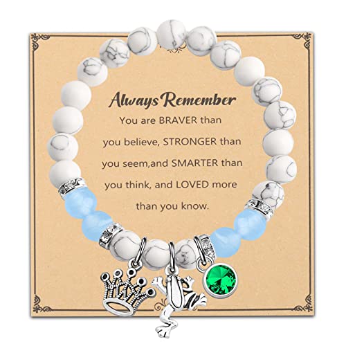 WSNANG Princess the Frog Inspired Gift Tiana Princess Fans Gift You Are Braver Stronger Smarter Than You Think Keychain/Bracelet (Frog Always Beads BR)