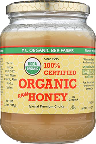 YS Organic Bee Farms CERTIFIED ORGANIC RAW HONEY 100% CERTIFIED ORGANIC HONEY Raw, Unprocessed, Unpasteurized - Kosher 32oz(pack of 1)