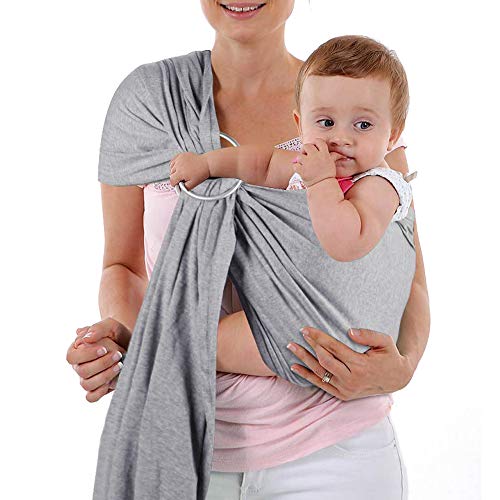 Baby Wrap Carrier and Ring Sling, Adjustable Linen Baby Wrap for Infant, Infant Sling for Infant, Newborn, Kids and Toddlers – Grey