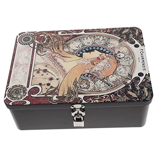Alipis Tinplate Container Tinplate Storage Box Metal Jewelry Case Retro Treasure Box Treasure Chest Box with Lock and Key Piggy Bank for Kids Girls Boys Gifts Home Decorations