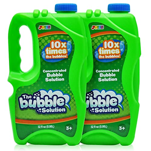 JOYIN 2 Bottles Bubbles Refill Solutions 64oz (up to 5 Gallon) Big Bubble Solution 64 OZ Concentrated Bubble Solution for Bubble Machine, Gun, Wand Refill Fluid Summer, Easter Toys (Double Green)