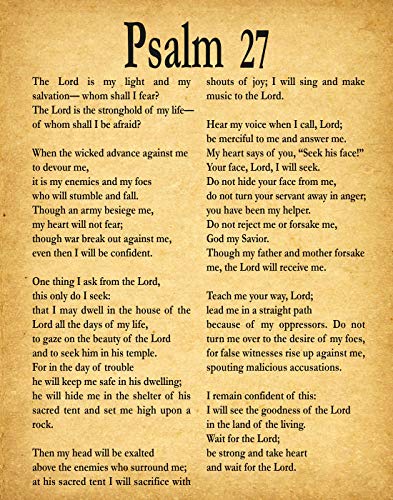Psalm 27 Print Psalm 27 Bible Poster Bible Decor Bible Wall Art Psalm Wall Art Psalm Decor Psalm Quote Bible Quote Biblical Prints Christian (5 x 7, Vintage)