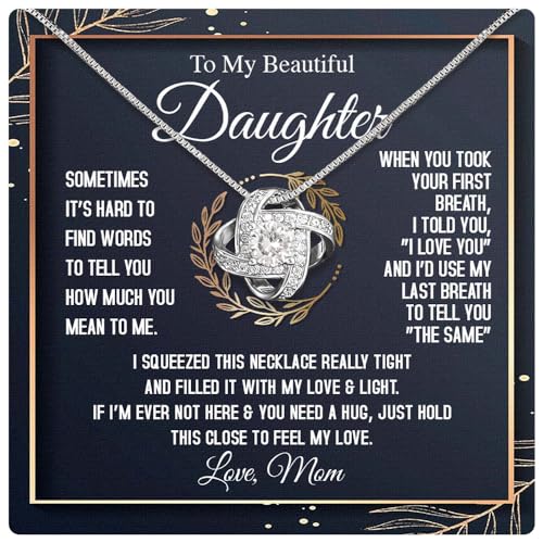 To My Daughter Necklace From Mom With Heartfelt Message & Elegant Box, Mother Daughter Necklace, Mother To Daughter Gifts From Mom, Birthday Gifts For Daughters Adult, Daughter Jewelry From Mom