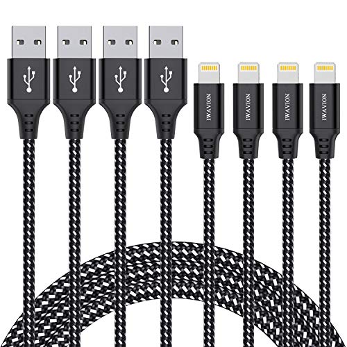 IWAVION iPhone Charger Cable, 4pack 3ft/1m Lightning Cable Nylon Braided MFi Certified iPhone Cable USB Sync Cord Fast iPhone Charging Cable for iPhone Xs Max X XR 8 7 6s 6 Plus SE 5, iPad Mini/Air