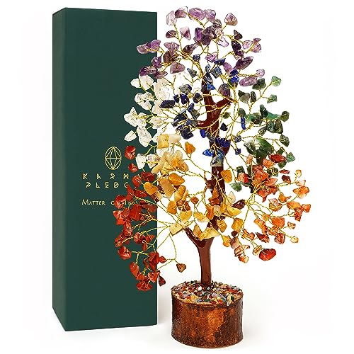 Crystal Tree of Life 7 Chakra Healing Crystal Trees for Home & Office Decoration, Handmade Crystal Decor Money Bonsai Trees for Positive Energy, Good Luck Spiritual Birthday Gifts for Women, Mom