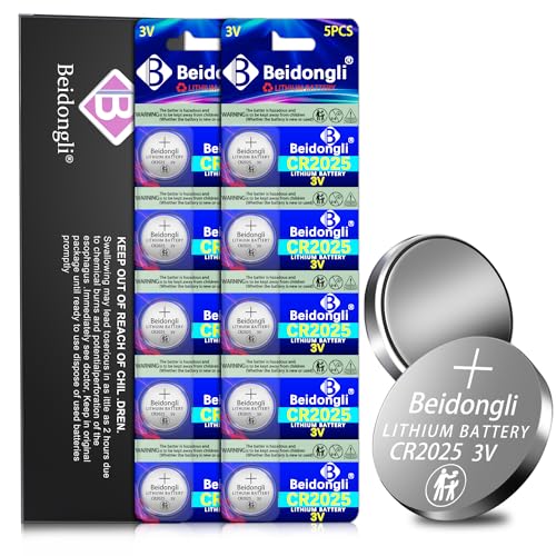 Beidongli CR2025 3V Lithium Coin Battery (10-Batteries)【5-Year Warranty】