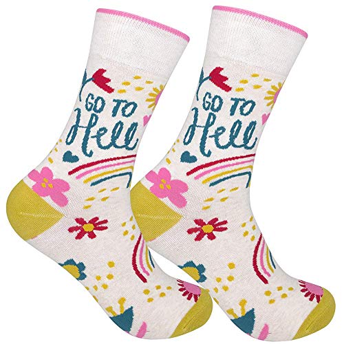 FUNATIC Go To Hell Socks - Sarcastic Novelty Gift with Profane Image and Message