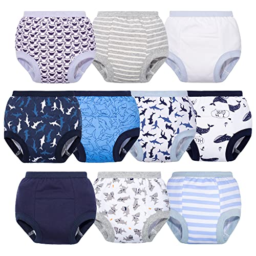 BIG ELEPHANT Toddler Potty Training Underwear - Baby Boys Cotton Toilet Training Pants 10 Pack, 3T