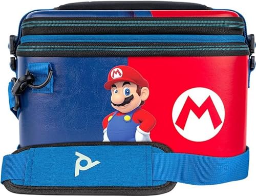 PDP Gaming Officially Licensed Switch Pull-N-Go Travel Case - Mario - Semi-Hardshell Protection - Protective PU Leather - Holds 14 Games & Controller - Works with Switch OLED & Lite - Perfect for Kids