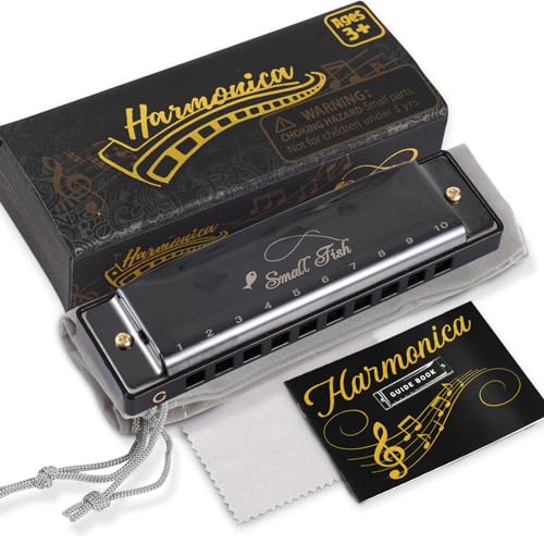 Harmonica for Kids and Adults, Best Diatonic Harmonica Blues in the Key of C 10 Holes 20 Tones, Perfect for Beginners and Professional with Musical Guide, Free Case & Polishing Cloth