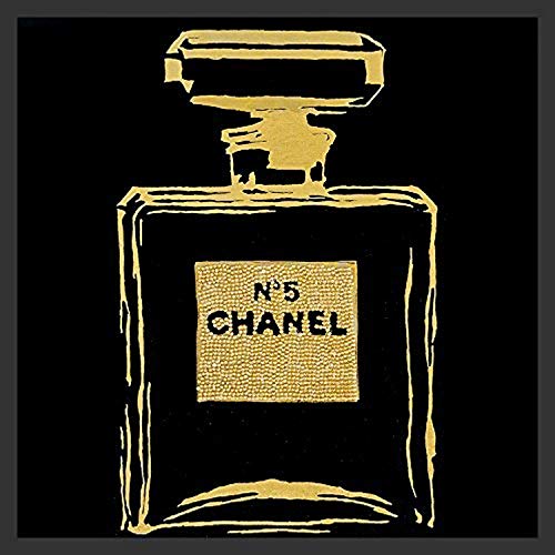 Buyartforless Framed Work Black Urban Chic by PopArtQueen 12X12 Print Poster Pop Art Color Splash Bottle Perfum Mademoiselle Infinite Glam Night Chanel No 5