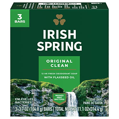 (PACK OF 3 BARS) Irish Spring ORIGINAL SCENT Bar Soap for Men& Women. 12-HOUR ODOR / DEODORANT PROTECTION! For Healthy Feeling Skin. Great for Hands, Face & Body! (3 Bars, 3.75oz Each Bar)