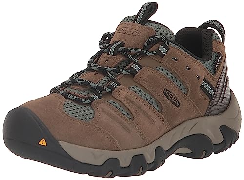 KEEN Women's Headout Low Height Waterproof All Terrain Hiking Shoes, Shitake/Dark Forest, 7 US