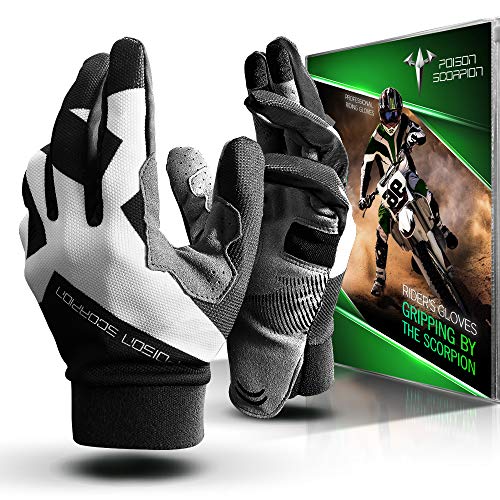 POISON SCORPION Motorcycle Gloves | Outdoor Sports Full Finger Men Women Black XL for Dirt Bike Motocross MX BMX MTB ATV UTV Mountain Bicycle Cycling Biking Riding