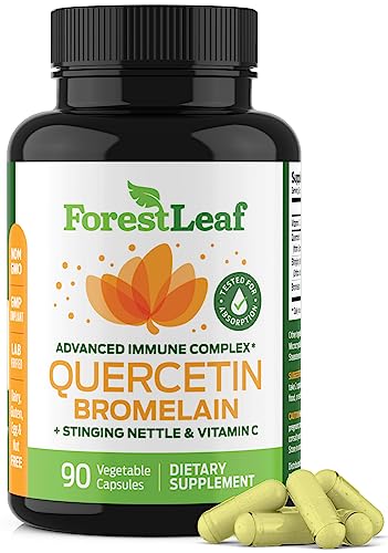 ForestLeaf - Quercetin 500mg - Quercetin with Bromelain, Vitamin C & Stinging Nettle 90 Veggie Capsules - Advanced Quercetin Supplement - Natural Immune & Normal Respiratory Function