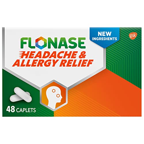 Flonase Headache and Allergy Relief Caplets with Acetaminophen 650mg, Chlorpheniramine Maleate 4mg and Phenylephrine HCl 10mg Per 2 Caplet Dose, Powerful Multi-Symptom and Congestion Relief – 48 ct