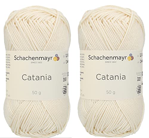 [ Set of 2 Skeins ] SMC Catania Originals 100% Mercerized Cotton Yarn, Total 3.52 Oz. Each 1.76 Oz (50g) / 136 Yrds (125 m) Amigurumi Yarn Fine-Sport 2 (130 Cream)