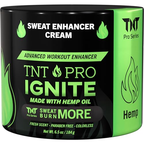 TNT Pro Ignite Pre-Workout Enhancer Hot Sweat Cream with Hemp for Tummy Belly, Thigh & Arm - Sweet Scent - Belly Firming, Exercise Thermogenic Cream for Men & Women, Heat Skin Lotion