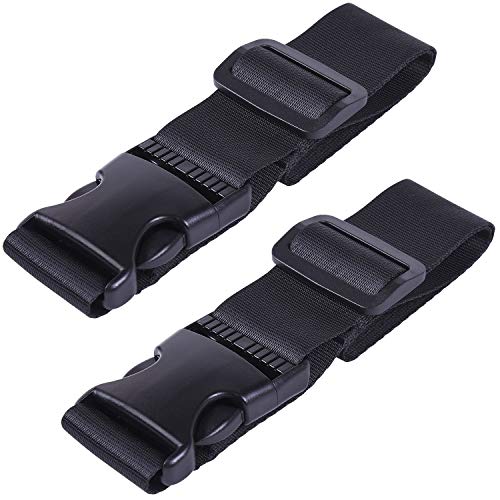 Wisdompro 2 Pcs Add a Bag Luggage Strap, Heavy Duty Adjustable Suitcase Belt Travel Attachment Travel Accessories for Connecting Your Luggage Together - Black