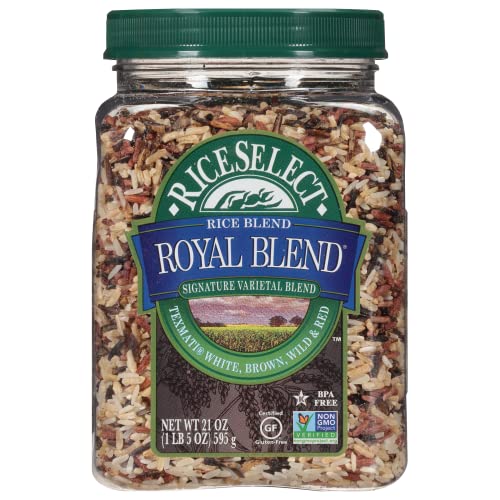 RiceSelect Royal Blend, Blend Of Texmati White, Brown, Red, And Wild Rice, Premium Gluten Free Rice, Non-GMO, 21 Ounce Jar