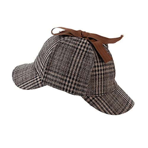 YICHUN Unisex Adults Kids Beret Hat Detective Hat Costume Hat Cosplay Deerstalker Hat Newsboy Caps (Brown, For Kids)