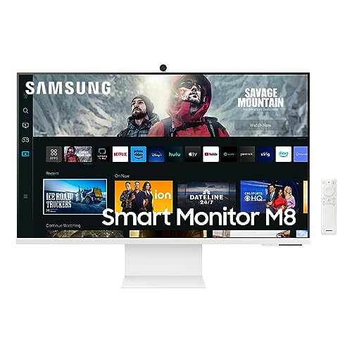 SAMSUNG 27' M80C UHD HDR Smart Computer Monitor Screen with Streaming TV, Slimfit Camera Included, Wireless Remote PC Access, Alexa Built-in (LS27CM801UNXZA),Warm White