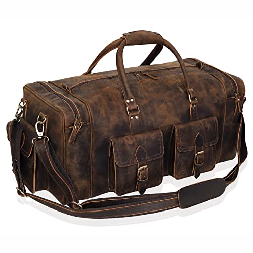 Large 24 inch duffel bags for men holdall leather travel bag overnight gym sports weekend bag