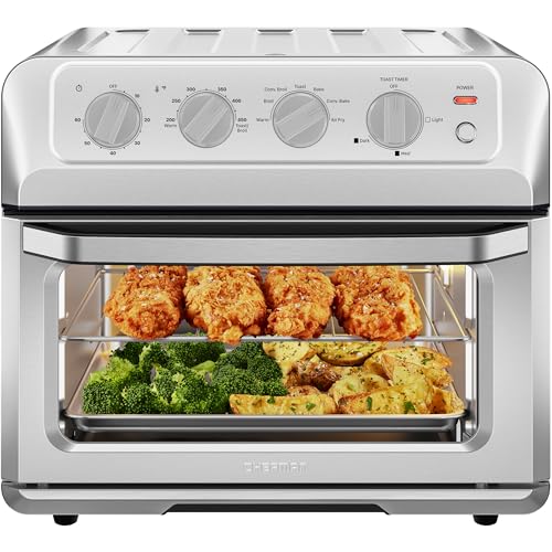 Chefman Air Fryer Toaster Oven Combo, 7-In-1 Convection Oven Countertop 20 Qt Oven Air fryer, Cook a 10 Inch Pizza, Air Fry 2 lb. of Chicken Wings, Toast, Broil, Auto Shutoff, Stainless