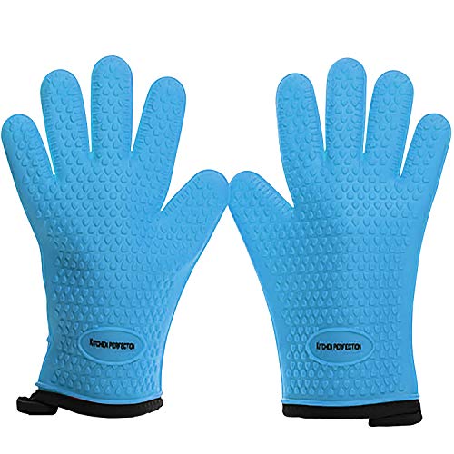 KITCHEN PERFECTION S Silicone Smoker Oven Gloves -Extreme Heat Resistant BBQ Gloves -Handle Hot Food Right on Your Grill Fryer Pit|Waterproof Oven Mitts |Superior Value Set+3 Bonuses