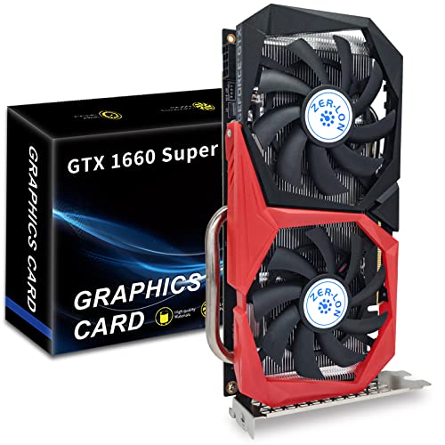 ZER-LON GeForce GTX 1660 Super 6GB Graphics Cards, GDRR6 192Bit PCIE 3.0X16 Computer Gaming Gpu, Dual Freeze Fans Video Card with HDMI/DP/DVI Ports Support 4K and 8K HD