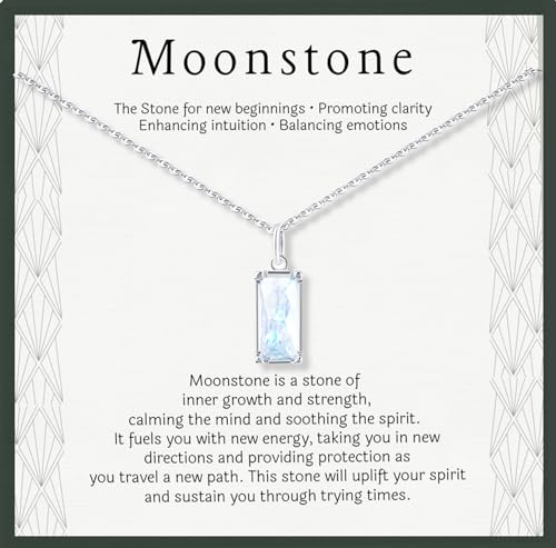 HOPE LOVE SHINE New Beginnings Rainbow Moonstone Sterling Silver Necklace for Women - Gifts for Her - Divorce Gifts for Women, Fertility Necklace, Break Up, Recovery, Retirement