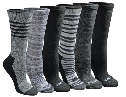 Dickies Women's Dri-tech Moisture Control Crew Socks Multipack, Black Stripe (6 Pairs), Shoe Size: 6-9