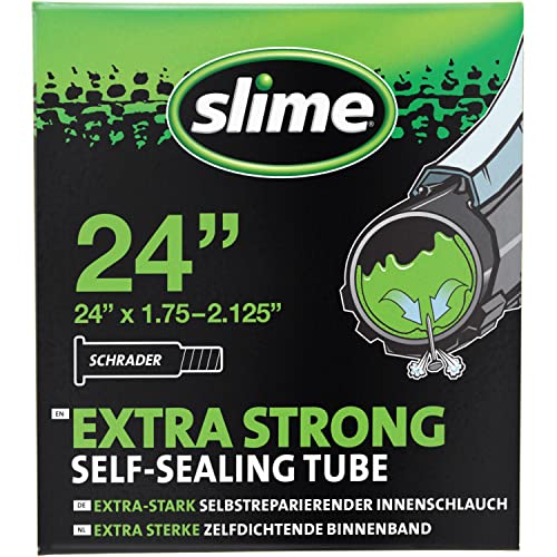 Slime 30047 Bike Inner Tube with Puncture Sealant, Self Sealing, Prevent and Repair, Schrader Valve, 24'x 1.75-2.125'