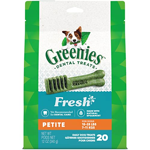 Greenies Petite Natural Dental Care Dog Treats Fresh Flavor, 12 oz. Pack (20 Treats)