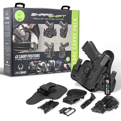 Alien Gear Shapeshift 4 in 1 Holster - IWB, Appendix, OWB Paddle, and OWB Belt Slide Included - Concealed and Open Carry - Tuckable - Right Hand Draw - Glock 43X - 1.5'