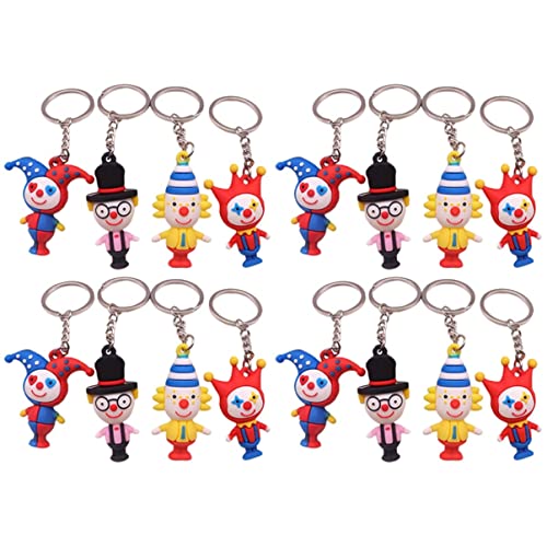 Toyvian 16pcs Clown Keychain Anime Circus Clown Keychain Clown Key Ring Anime Key Chain Clown Key Ring Pendant for Bag, Car Key, Goodies Bags
