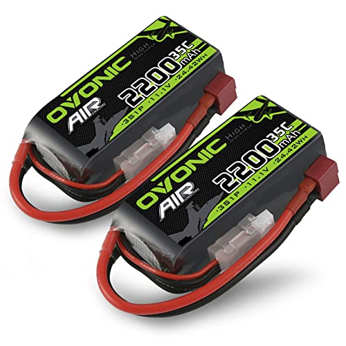 OVONIC 3S 11.1V Lipo Battery 2200mAh 35C Max to 70C Deans Connector - 2 Pack 3S Short Packs Batteries with Hyper Power for RC Car Vehicles RC Boat Drone Airplane Quadcopter Helicopter FPV (2 Packs)