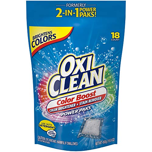 OxiClean Color Boost Color Brightener plus Stain Remover Power Paks, 18 Count (Packaging may vary)