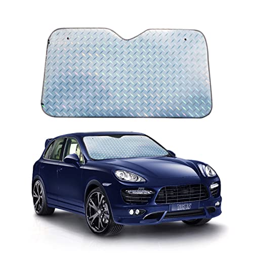 Ajxn 1 PC Car Windshield Sun Shade, Windshield Sun Shade Isolate UV Rays, Foldable Auto Front Windshield Sun Shade, Heat Protection Sun Visor Shade, Keeps Vehicle Cool, Easy to Use (Silver-L)