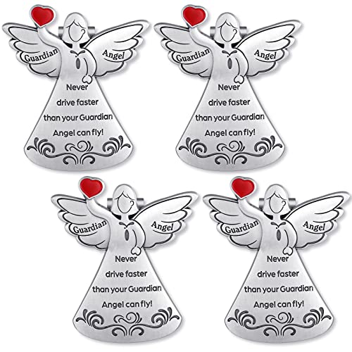 Guardian Angel Sun Visor Clip Never Drive Faster Fun Car Accessories Car Stuff for Teens Christian Car Visor Clip Angel Visor Clip Religious Gift for Teens, Family, Parent, Friend, Driver (4)