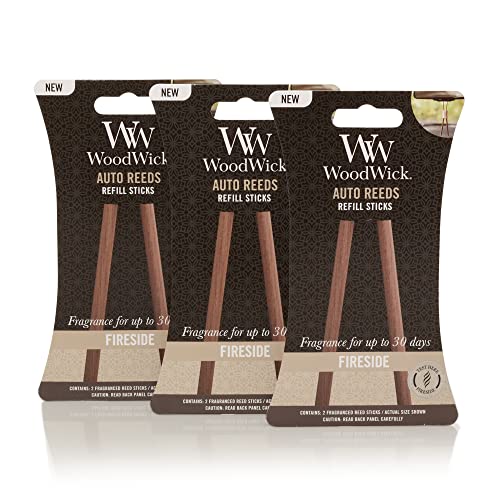 WoodWick Fireside Auto Reed Refills, 3-Pack