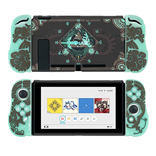 WISHAVEN Protective Case Compatible with Nintendo Switch, Luminous Silicone Soft Protective Cover for Nintendo Switch Console Joy-Con Controller - (Zelda Lost Ruins)