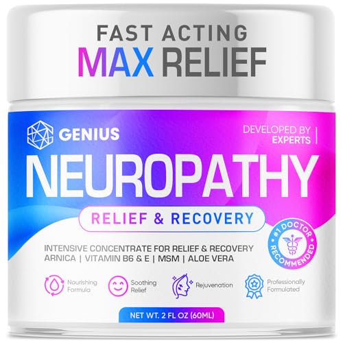 GENIUS Neuropathy Nerve Relief Cream with Arnica and Vitamin B6 - Maximum Strength for Feet, Hands, Legs, Toes - Soothing and Effective Relief