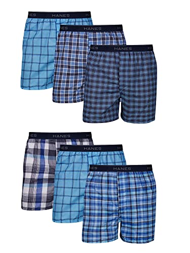 Hanes Men Hanes Men's Tagless Boxers with Exposed Waistband, Assorted Multi-Packs and Colors, Medium
