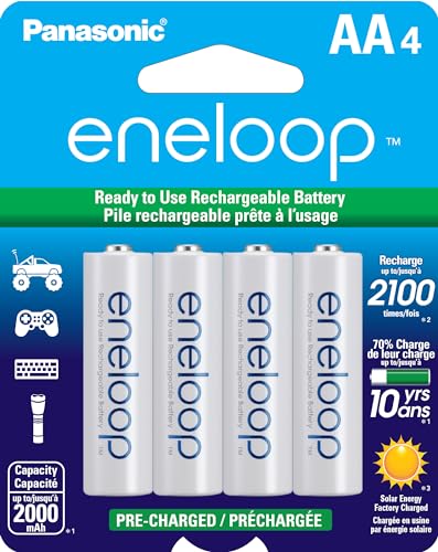 Eneloop Panasonic BK-3MCCA4BA AA 2100 Cycle Ni-MH Pre-Charged Rechargeable Batteries, 4-Battery Pack