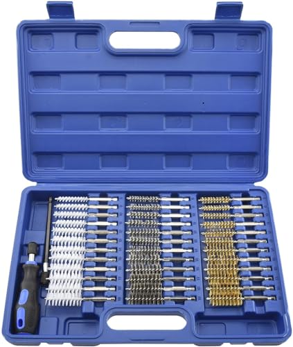 NEIKO 00325A Wire Brush Drill Attachments with 1/4-Inch Hex Shank, SAE and MM Brushes Assortment, Mountable on Power Drill or Die Grinder, 38-Piece Set