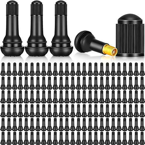 Tallew 150 Pieces Tire Valve Stems TR413 Tubeless Valve Stems Rubber Snap-in Valve Stems Black Standard Length Replacement Tire Valve Stems for Car Tubeless Rim Holes Replacement