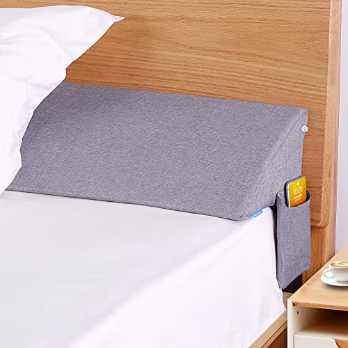 banflower Queen Size(60'x10'x6') Bed Wedge Pillow for Headboard Multi-Use Bolster Pillow Bed Gap Filler (0-6') Between Mattress and Headboard or Wall (Grey)