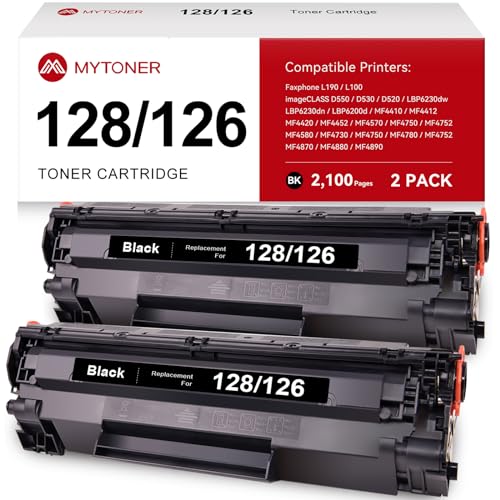 MYTONER 126 128 Black Toner Cartridge Compatible Replacement for Canon CRG-126 CRG-128 Black Toner Cartridge for imageCLASS LBP6200d LBP6230dw D530 mf4450 mf4770n mf4890dw Printer (2 Pack)